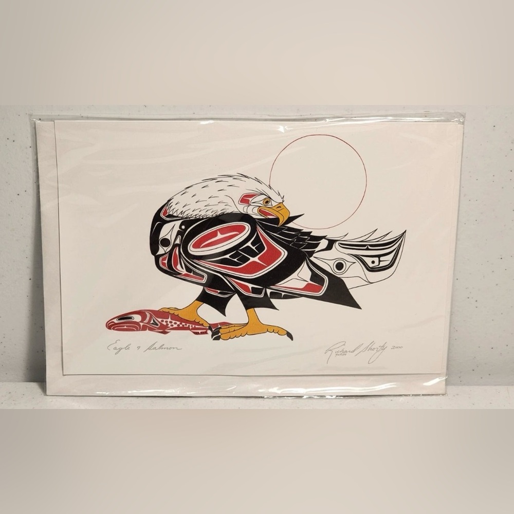 Eagle and Salmon Art Print By Northern Tuchane artist Richard Shorty 9x6 Card